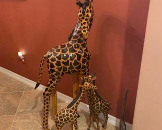 Family of Paper Mache Giraffes 