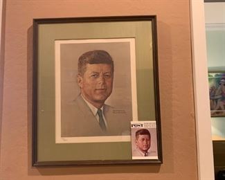 President John F. Kennedy Portrait by Norman Rockwell Limited Edition 
