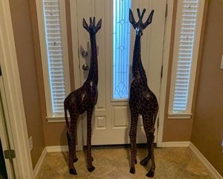 5' wooden carved giraffes 