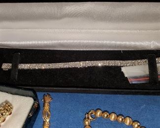 PLATINUM AND HUGE DIAMOND TENNIS BRACELET FROM 1930'S...OVER 7 KARATS OF DIAMONDS AND THE QUALITY UNREAL. (YES THIS JEWELRY STAYS IN A SAFE!)