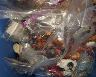 LOTS OF JEWELRY MAKING PIECES, BEADS, TASSELS, ETC.