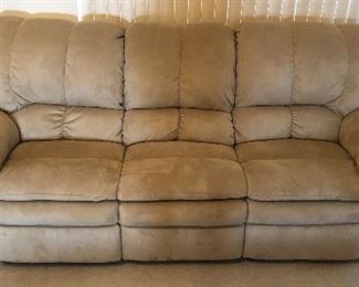 Reclining Sofa and Matching Chair, Pair End Tables, Pair Table Lamps w Matching Floor Lamp