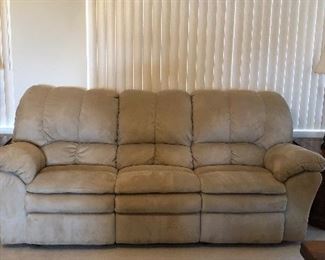 Reclining Sofa and Matching Chair, Pair End Tables, Pair Table Lamps w Matching Floor Lamp