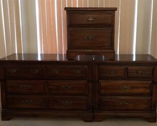 Bedroom Suite: Dresser w Hutch and Mirror, Highboy, Nightstand, Dresser, Small Dresser/Nightstand