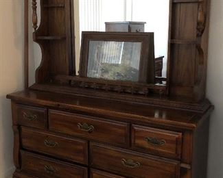 Bedroom Suite: Dresser w Hutch and Mirror, Highboy, Nightstand, Dresser, Small Dresser/Nightstand