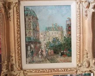 Original Oil Painting Parisian Street Scene