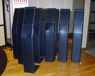 retail display stands in black and glass