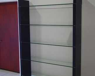 black & glass shelves