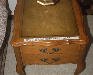HARMONY LEATHER INSERT . 1 DRAWER LAMP TABLE $40