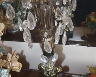 18  " ORNATE LAMP WITH MARBLE BASE AND CYRSTAL TEAR DROPS     have TWO ~ $25 EACH