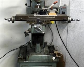 Atlas Clausing Vertical Milling Machine Model 8520, Includes Tooling And Cabinet Base, Powers On