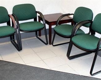 Matching Hon Metal Framed Upholstered Reception Chairs, Qty 4