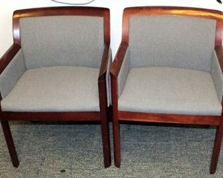 Kimball International Wood Framed Upholstered Reception Chairs, Qty 2