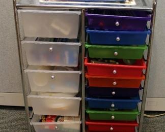 Rolling 15 Drawer Lab Cart (38" x 25" x 15") Including Compact Digital Scale, Petri Dishes, Thermometers, Graduated Pipettes, And More