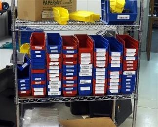 Nexel Stainless Steel Rolling Storage Rack With 4 Adjustable Shelves - 70.5" x 36" x 24", Including Plastic Sorting Bins