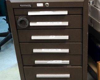 Kennedy Rolling 6 Drawer Technician Tool Cart - 33" x 23" x 14", Including Hand Tools, Hardware, And More