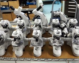 3 Objective Electron Microscopes With Various Heads, Qty 12