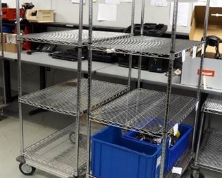 Nexel Stainless Steel Rolling Storage Rack With 4 Adjustable Shelves - 70.5" x 36" x 24", Qty 2