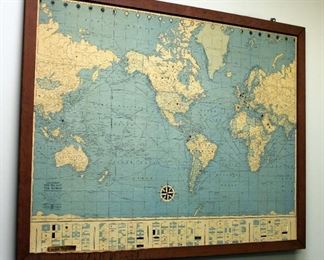 Vintage Framed Colorprint "New Era Map Of The World On Mercator's Projection", Map Number 9577 - 40.5" x 51"