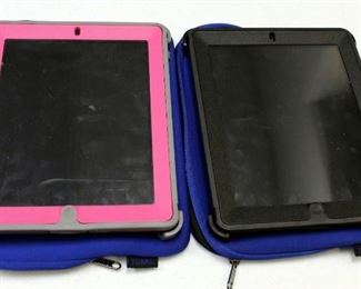 Apple 16GB iPads, Qty 3, Models A1416 And A1395, With Protective Otterbox Cases And Neoprene Bags