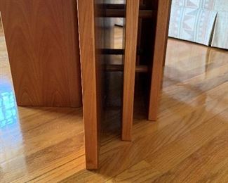 MCM Beveled Glass Top Coffee Table with Teak Wood Base