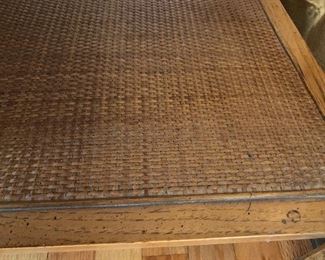 MCM Signed Heritage Two Tier Cane Shelf Walnut Side Table