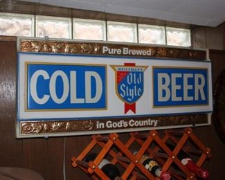 Vintage Old Style COLD BEER sign, pure brewed in God's Country, Works!