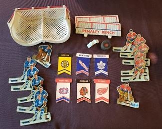 Vintage 1960 Munro table hockey players and nets, etc.