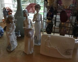 NAO Who's There - (girl with dog and lantern), Lladro  (5597 Summer Soiree, 7617 Garden Classic), Lladro Don Quixote Collectors Society Plaque