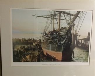 Print- Seattle Waterfront 1898, The ship LUCILLE loading miners and goods bound for the Alaskan gold rush.