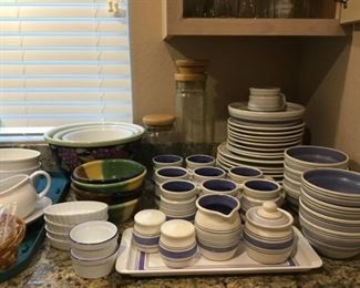 Pfaltzgraff Rio Stoneware set, Ceramic Bowls, White Ceramic baking dishes.