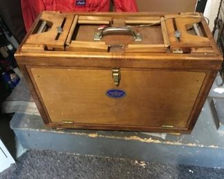 Wooden Tool Box with legs collapsed.