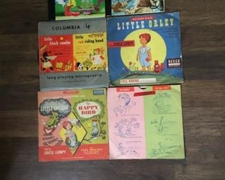 Vintage Record Reader (BOZO under the Sea and BOZO at the Dog Show), Records (Little Black Sambo and Little Red Riding Hood, Little Orley, Little Engine and The Happy Bird, The Cricket and The Bull Fiddle)