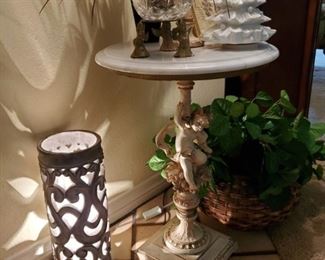 ANTIQUE FLOOR LAMP ANGEL TABLE