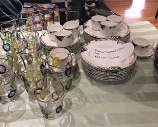 Mikasa Dinner ware with glasses 