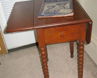 Spindle leg drop side with drawer table                                          BUY IT NOW $ 55.00