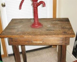 Plank table with drawer   BUY IT NOW              
Red painted iron kitchen sink pump                                                            BUY IT NOW $ 60.00