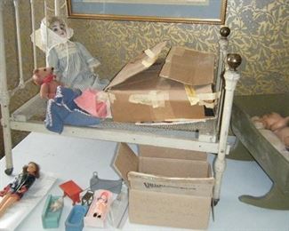 Antique Doll With Doll Bed
