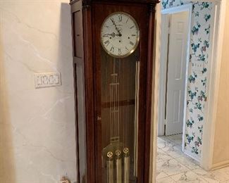 Howard Miller grandfather floor clock in great condition.  Dimensions 14"d x 23" x 87"h.  Price $450