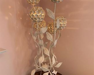 Mid century white metal floral lamp in great condition - so cool!!!  Dimensions 54" tall x 20" wide.  Price $150