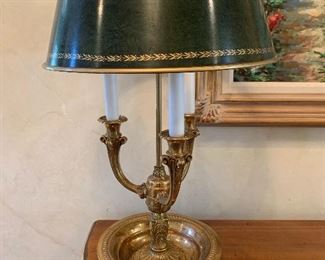 Brass desk/table lamp with black shade in great condition.  Price $150
