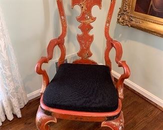 Cinnamon red painted arm chair in great condition.  Price $195