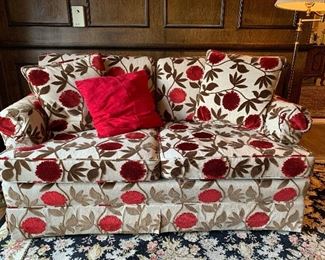 Upholstered loveseat in great condition. Dimensions 5'l x 2'10"d x 2'8"h.  Price $650