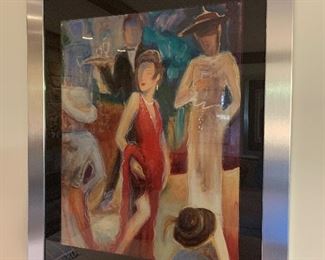 Women and waiter wall art - Dupre in great condition.  Dimensions 45"x37.5".  Price 