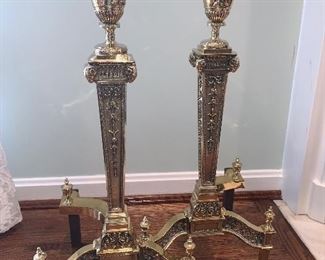 Pair of brass andirons 25" - Price $225