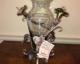 Janice Minor vase 12" with metal flowers - $250