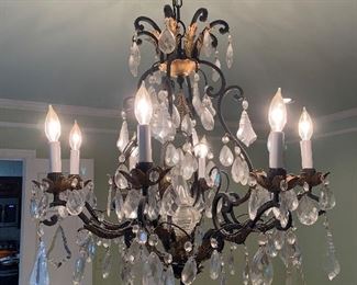 Crystal and brass chandelier - $495