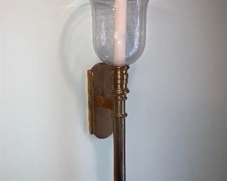 Pair of brass wall sconces (not electric) - $95