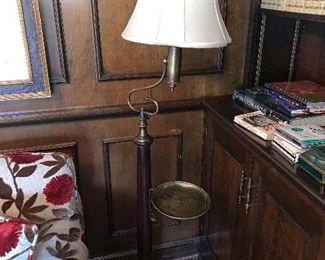 Floor lamp with brass tray 57" - $150