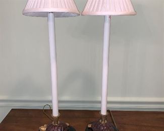 Pair of turtle base candlestick lamps 23.5" - $95